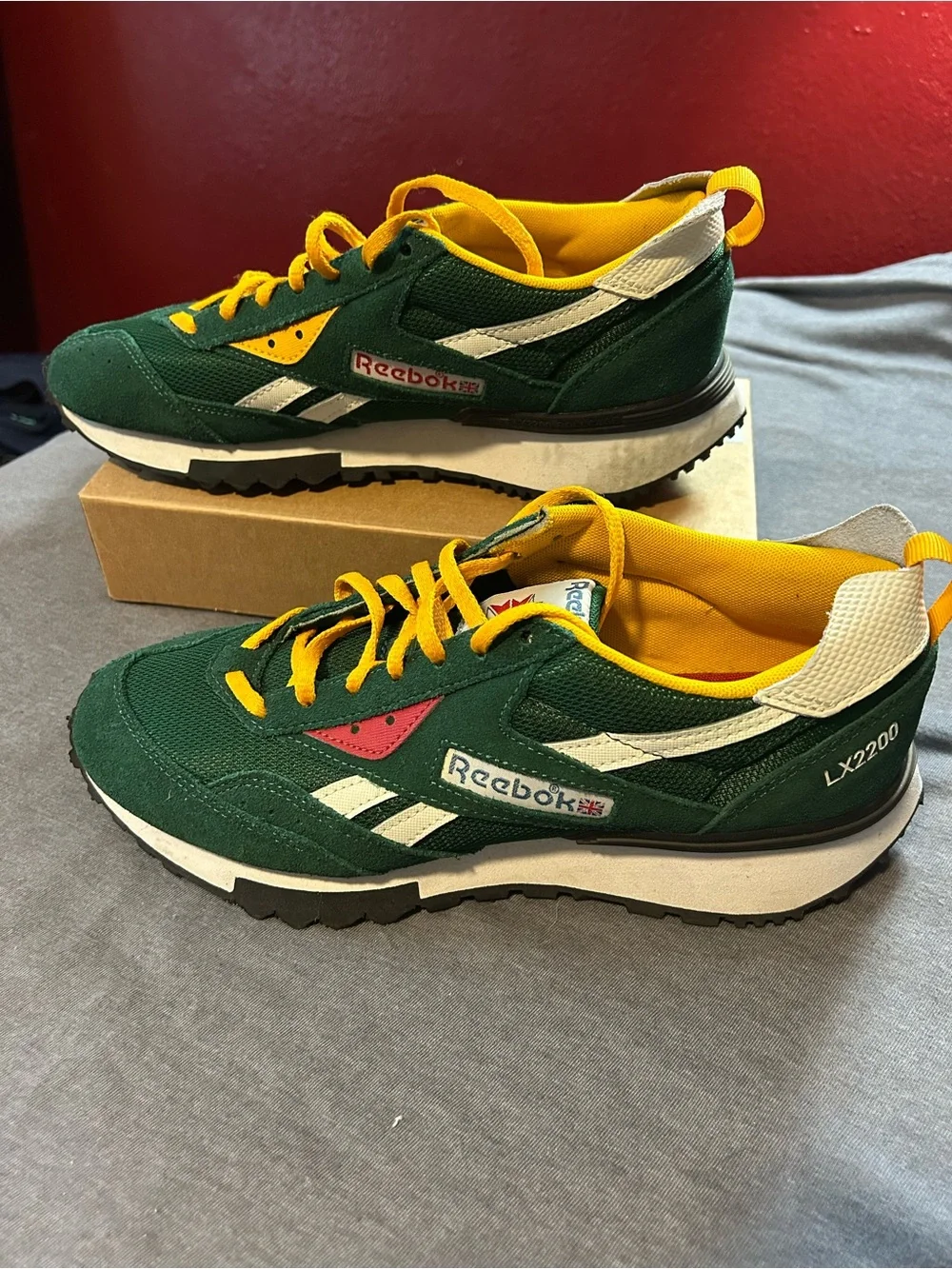 Reebok LX2200 Men's Green and Yellow Retro Running Sneakers